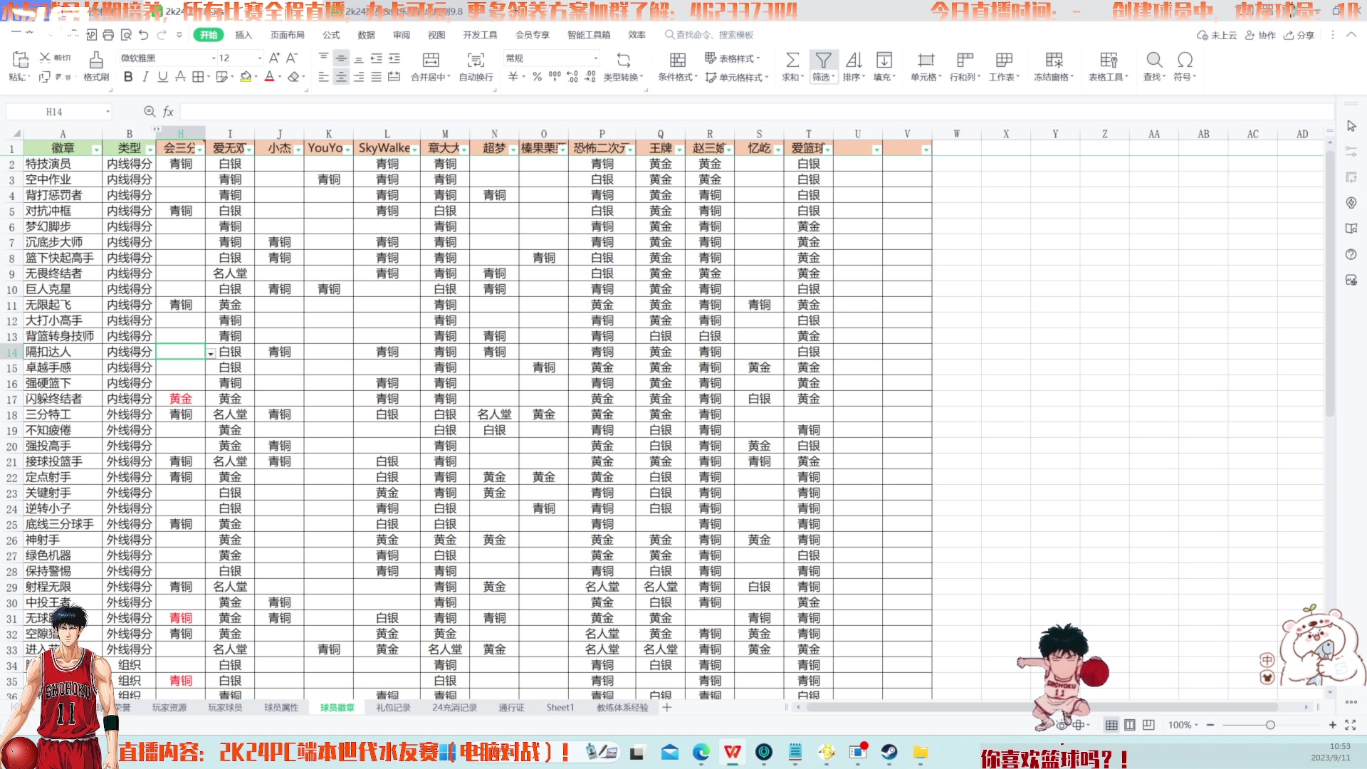 【2023-09-11 10点场】猕猴桃金刚：仿生涯模式水友球员养成（电脑对战）