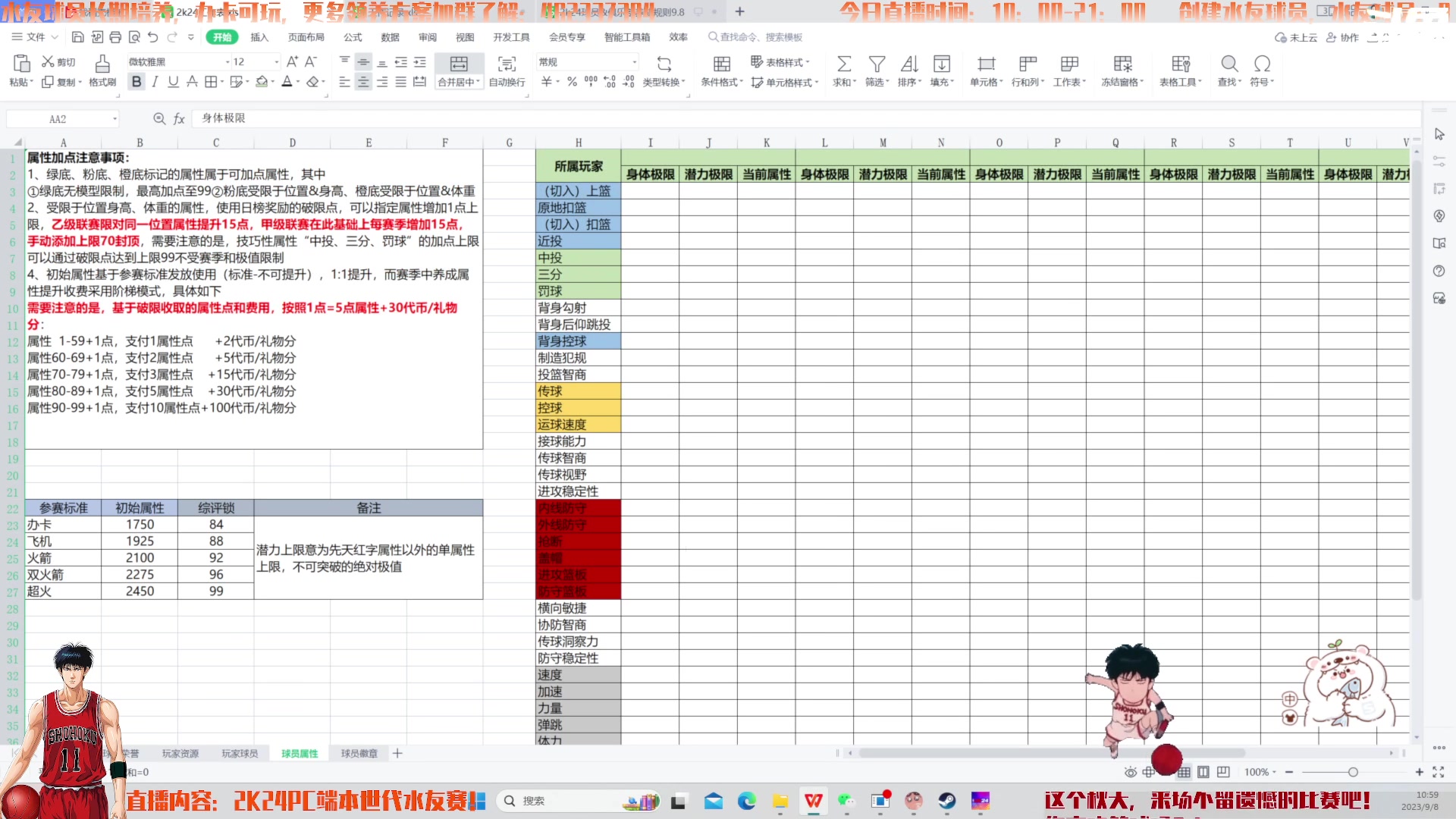 【2023-09-08 10点场】猕猴桃金刚：仿生涯模式水友球员养成（电脑对战）