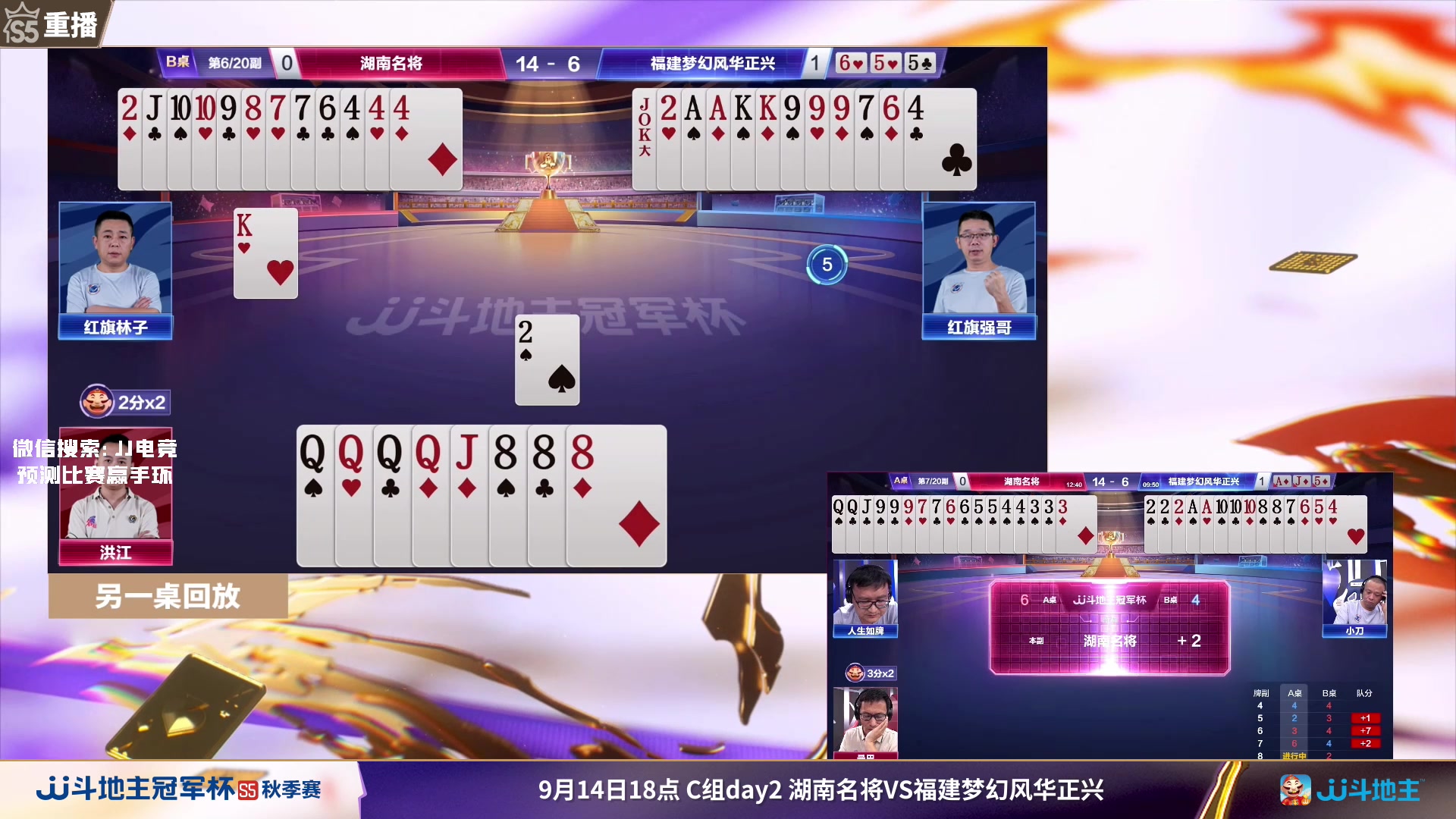 【2023-09-15 10点场】JJ斗地主官方：周五18点，狼图腾VS四川K2