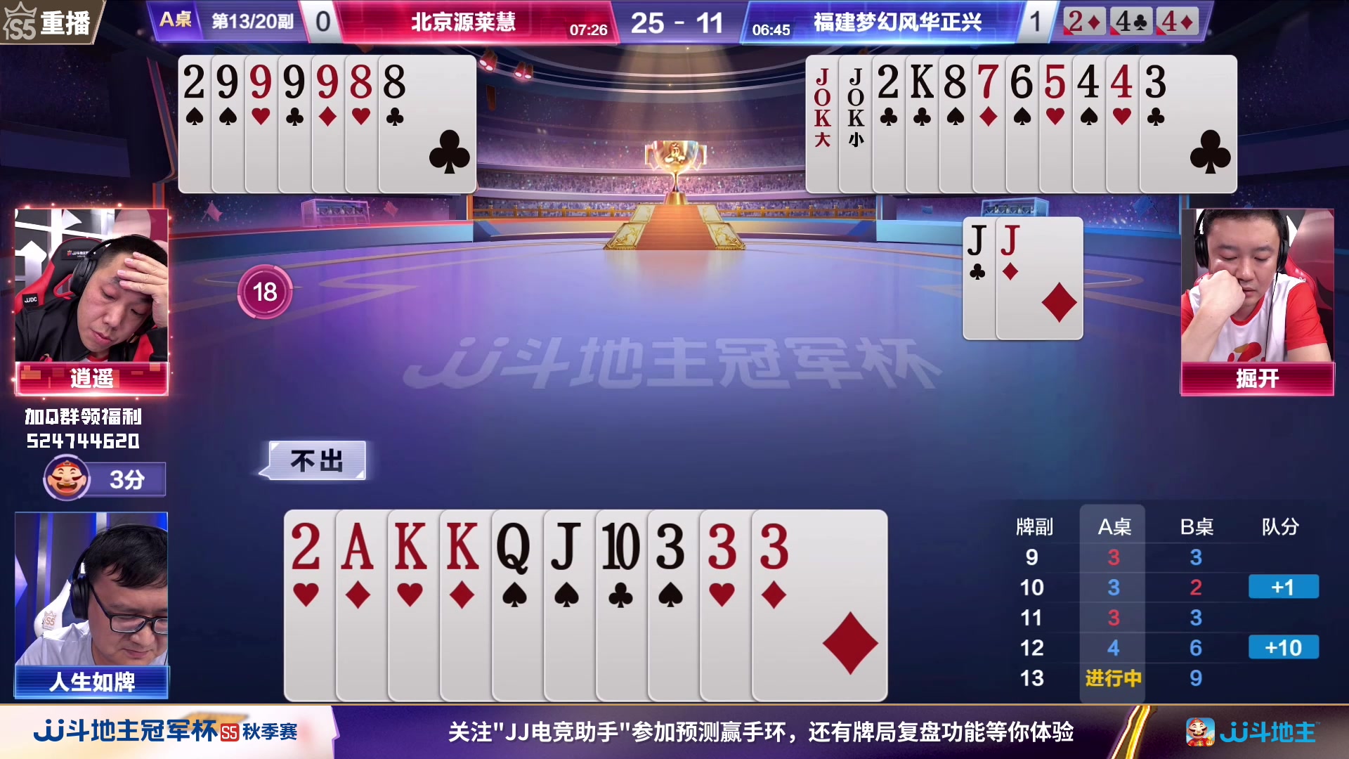 【2023-09-17 11点场】JJ斗地主官方：周日18点，狼图腾VS风华正兴