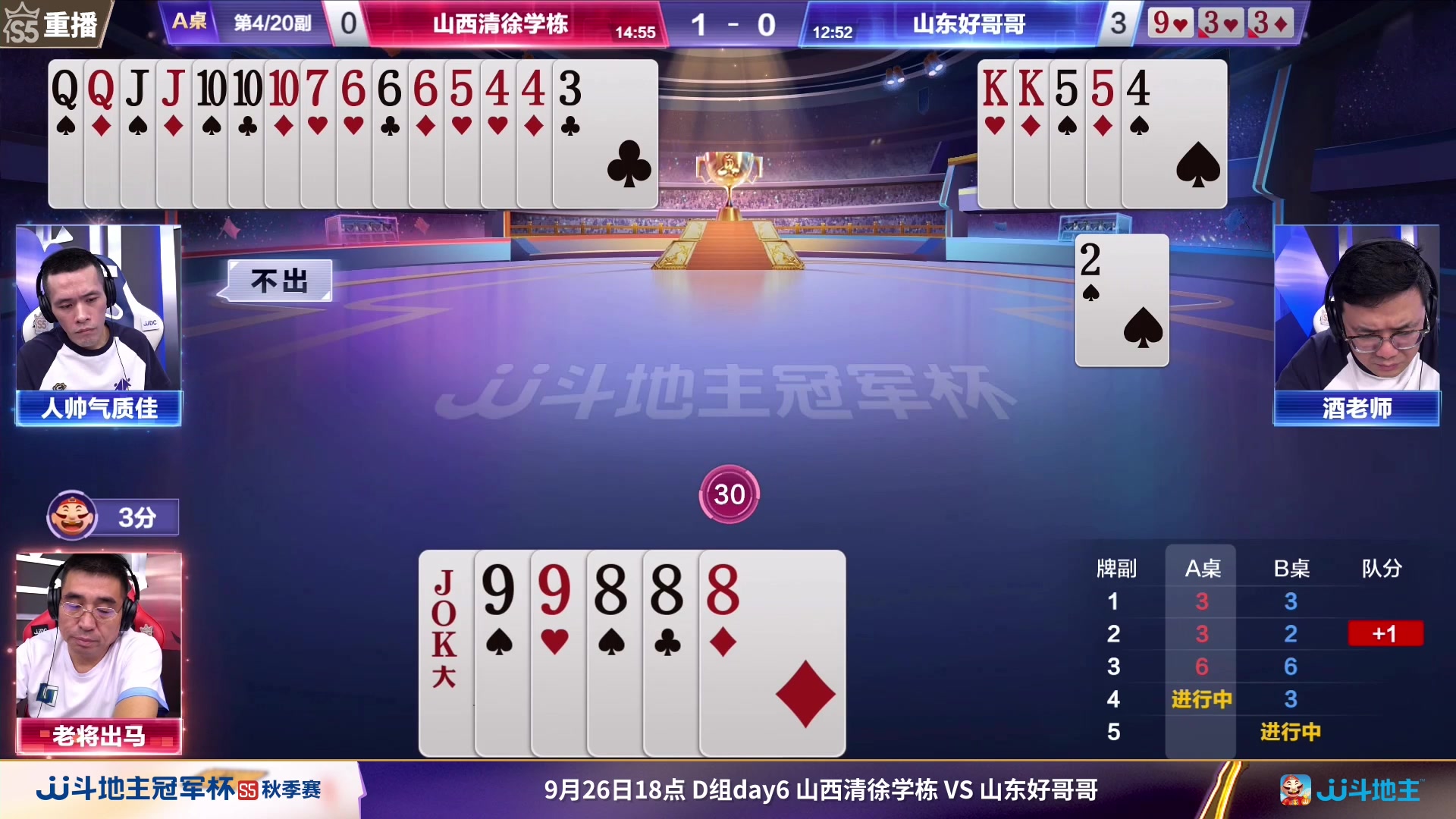 【2023-09-27 07点场】JJ斗地主官方：周三18点广东N5VS清徐学栋