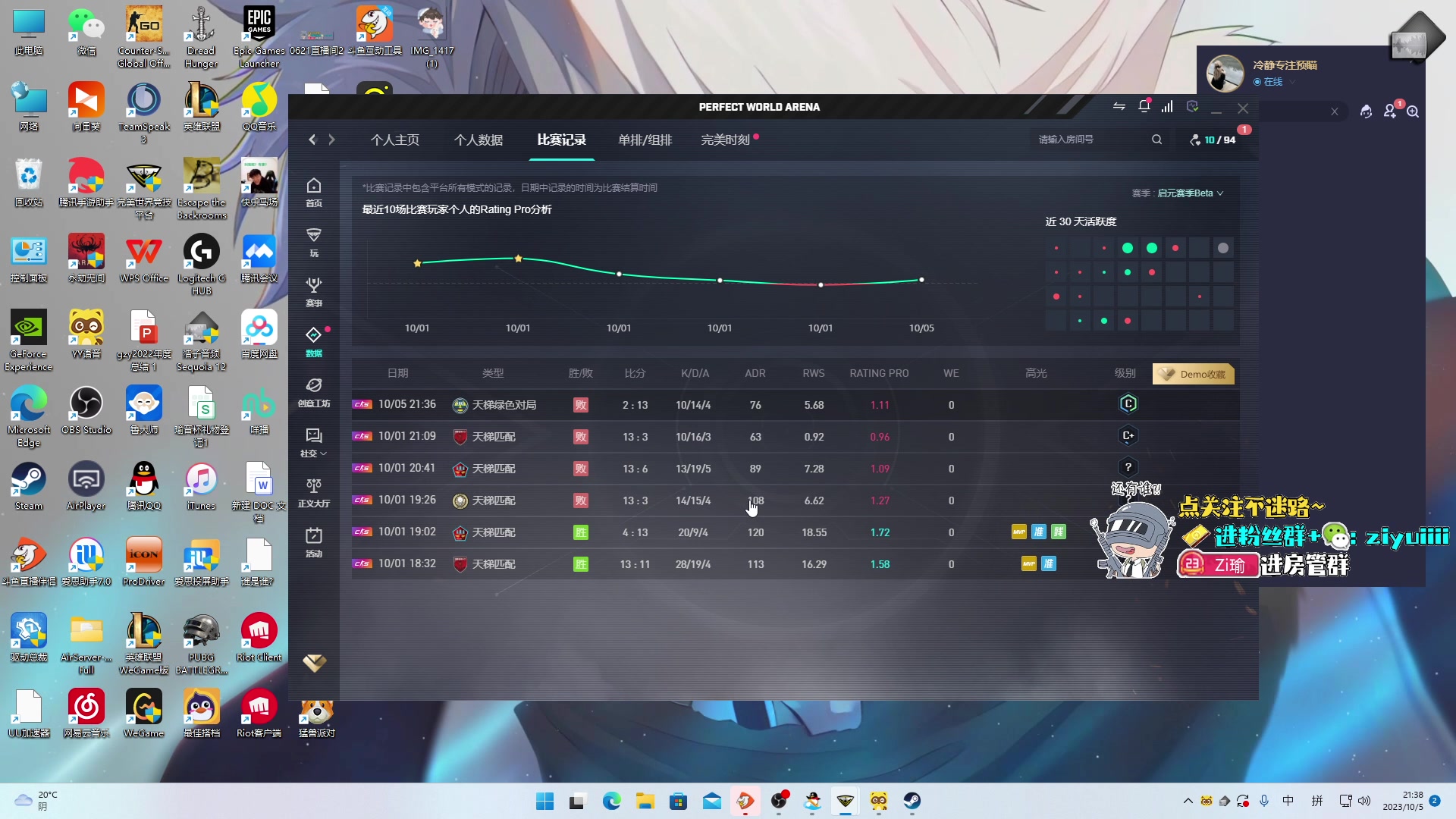 【2023-10-05 20点场】Ziyuii：今天铁马8项象棋