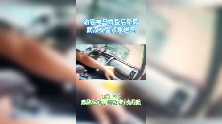 游客被马蜂蛰后晕厥 武汉交警紧急送医