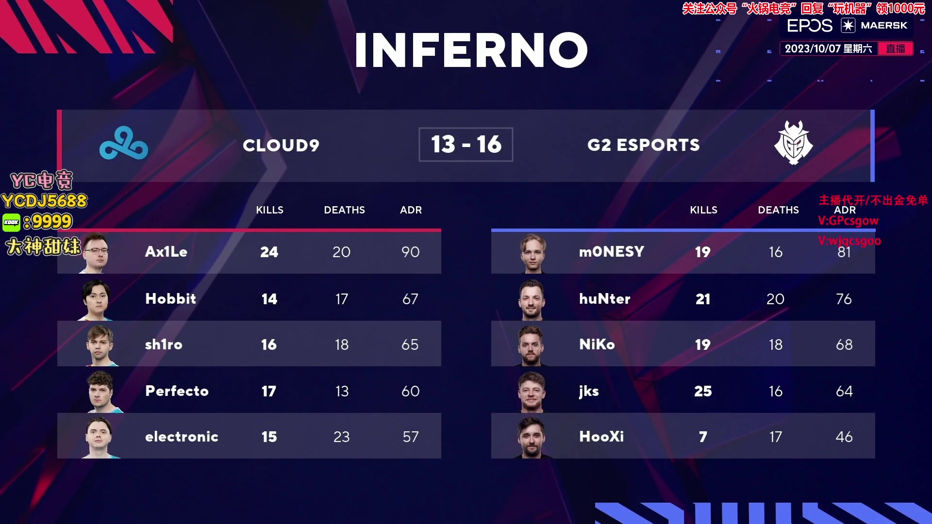 【2023-10-07 22点场】玩机器丶Machine：C9 VS G2 BO3!