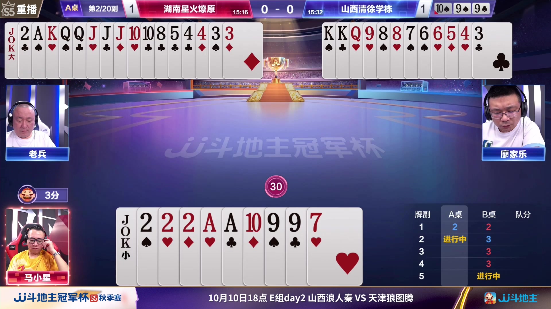 【2023-10-10 03点场】JJ斗地主官方：周二18点，浪人秦VS狼图腾