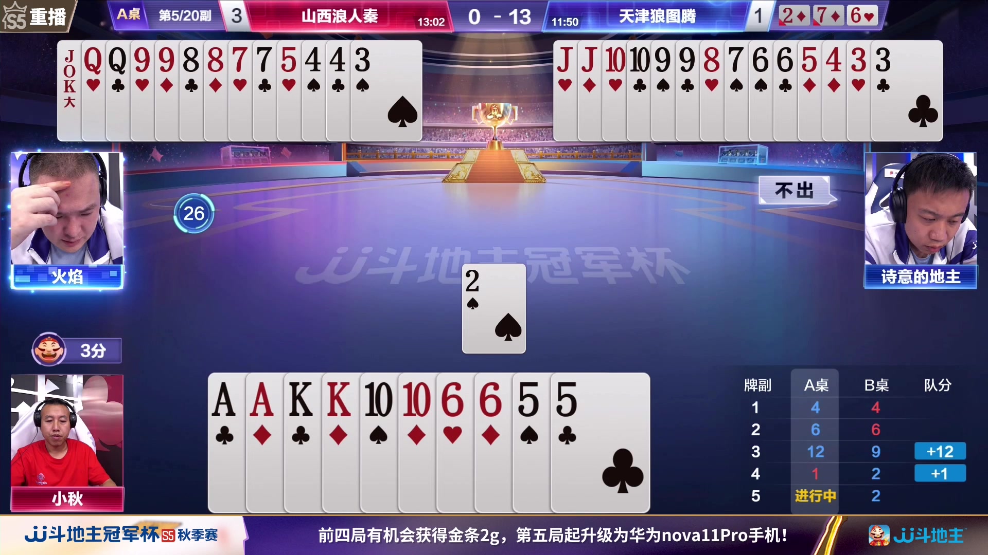 【2023-10-11 14点场】JJ斗地主官方：周三18点，清徐学栋VS狼图腾