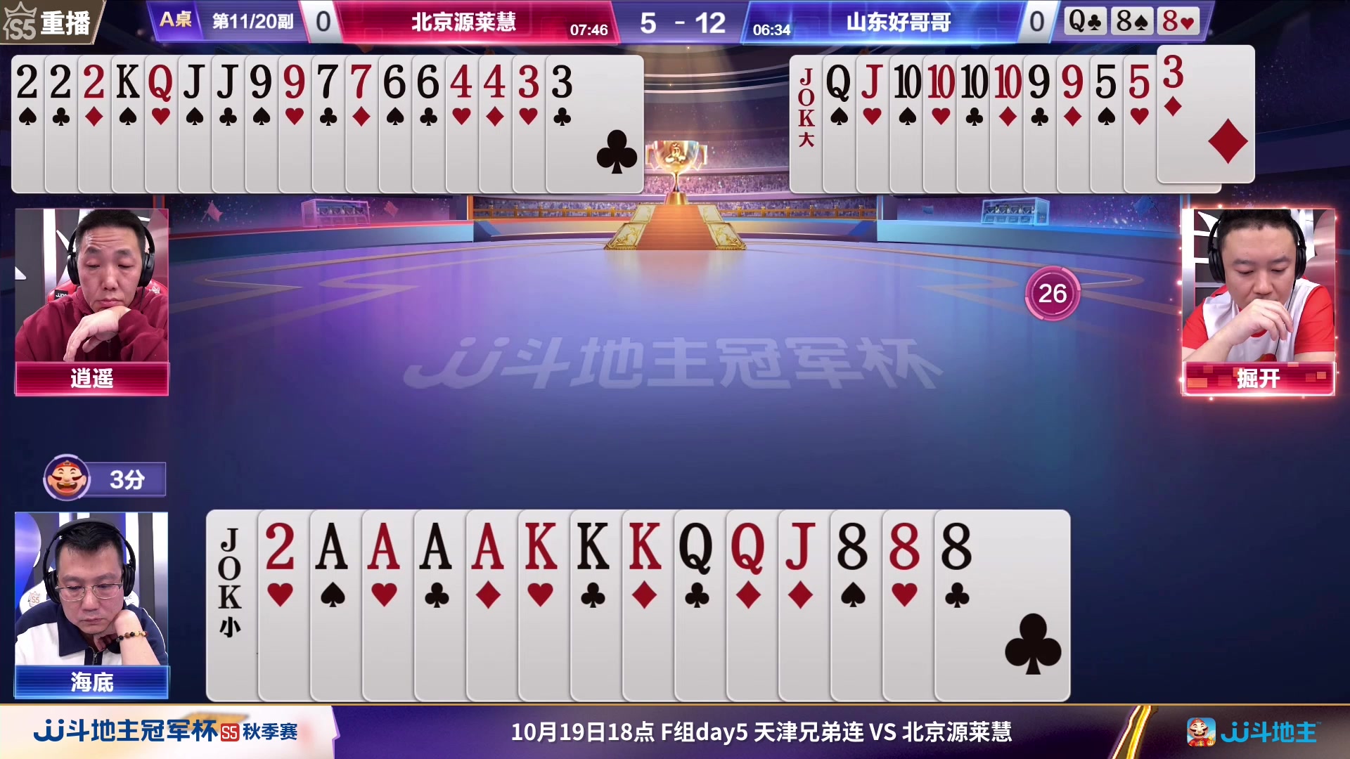 【2023-10-19 05点场】JJ斗地主官方：周四18点，兄弟连VS源莱慧