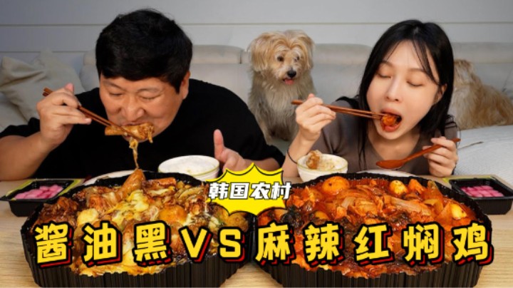 和女友享用两种口味焖鸡，肉质鲜嫩，口感丰富，吃起来太享受了！