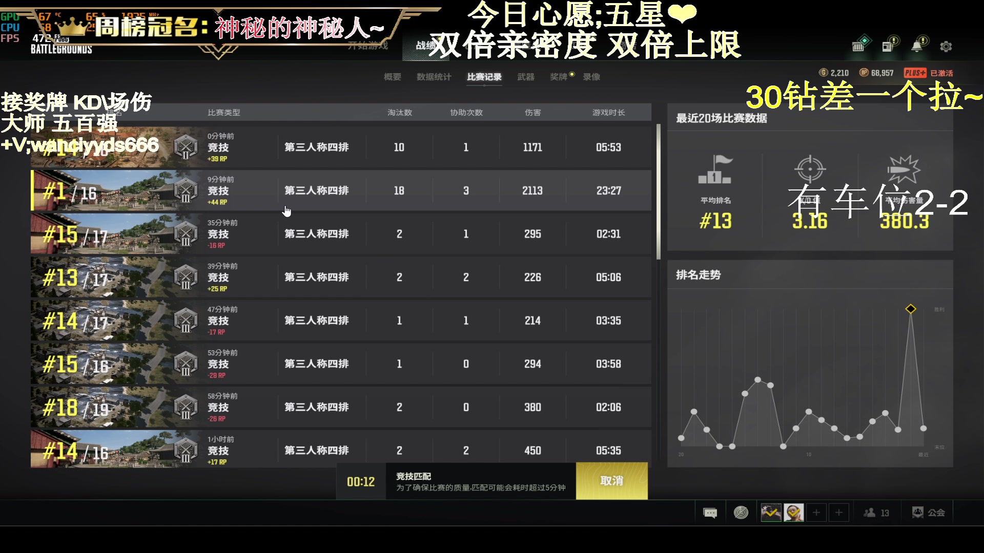 【2023-10-22 15点场】晚辞77：【双倍】顶级运营大师手法自由人