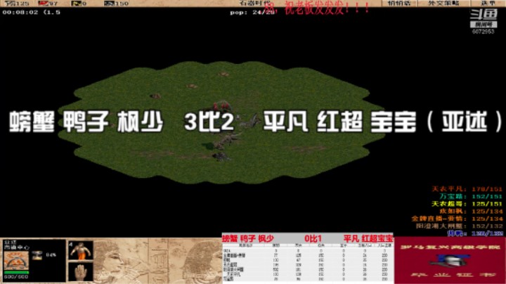 螃蟹 鸭子 枫少   3比2    平凡 红超 宝宝（亚述）