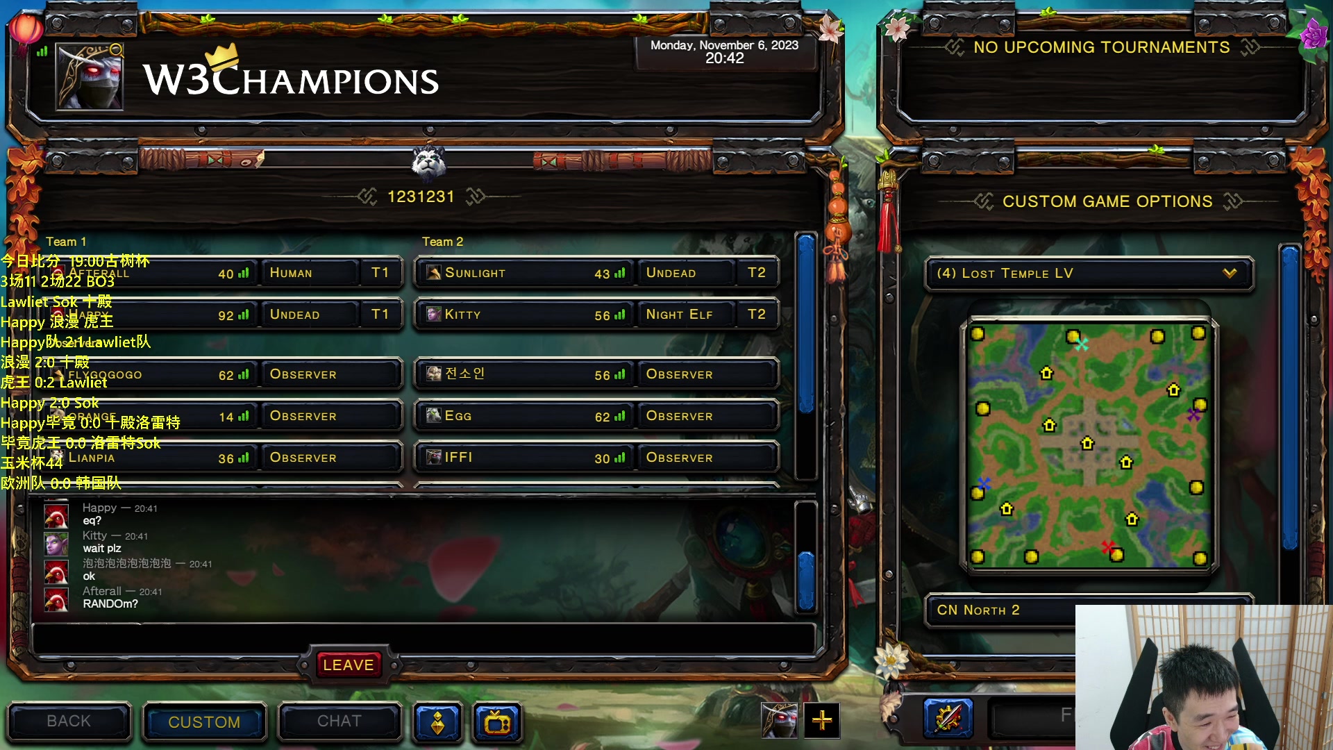 【2023-11-06 20点场】Infi小王：【直播】18点直播 古树杯欧皇队打罗队