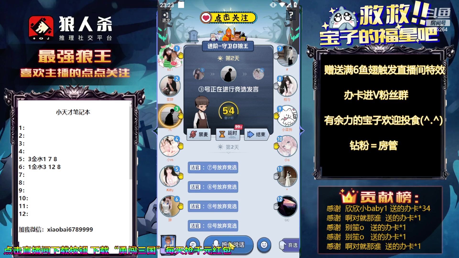 【2023-11-09 22点场】白日梦想家II7：狼人杀欢乐路人局