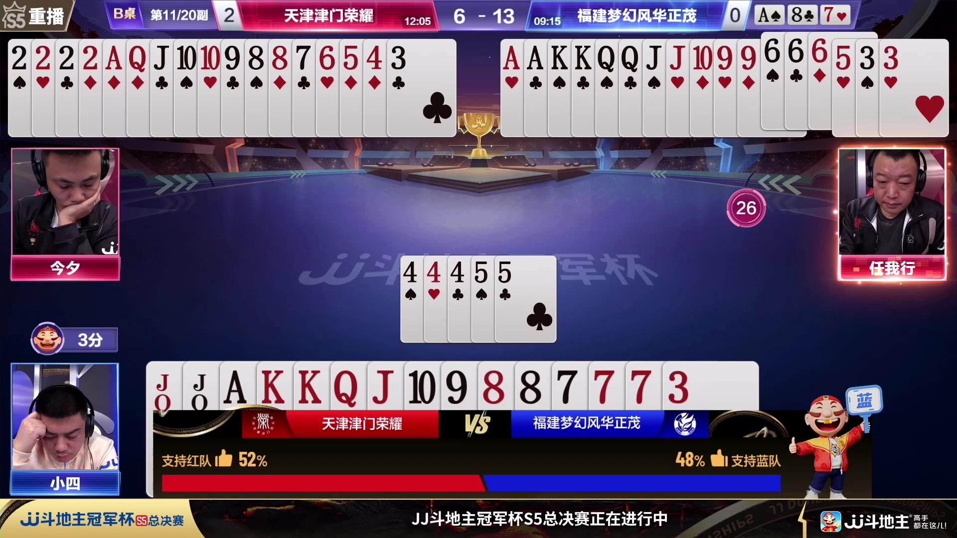 【2023-11-13 10点场】JJ斗地主官方：周一18点，狼图腾VS风华正茂