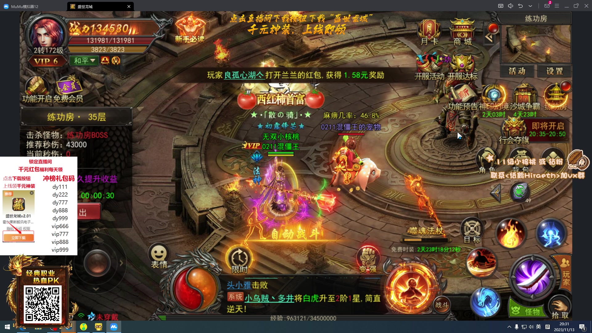 【2023-11-13 20点场】sakira丶hao：4+2and10v10 有双倍