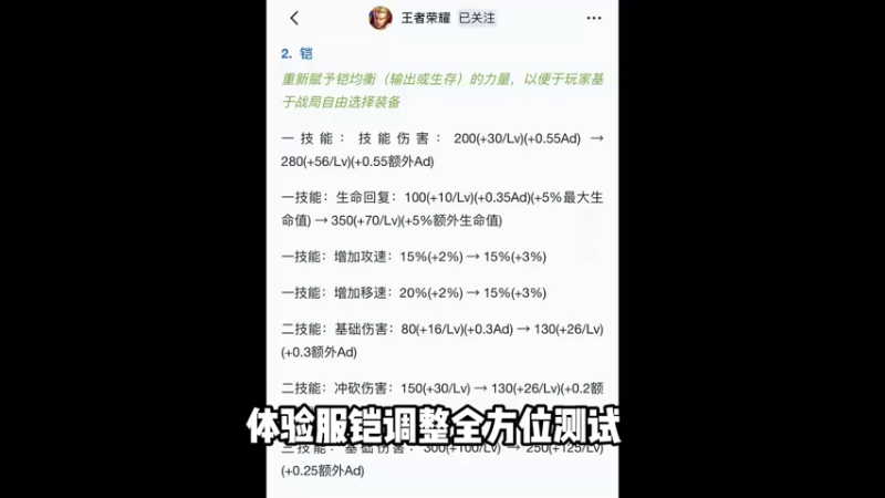 体验服铠与正式服铠全方位对比测试数据