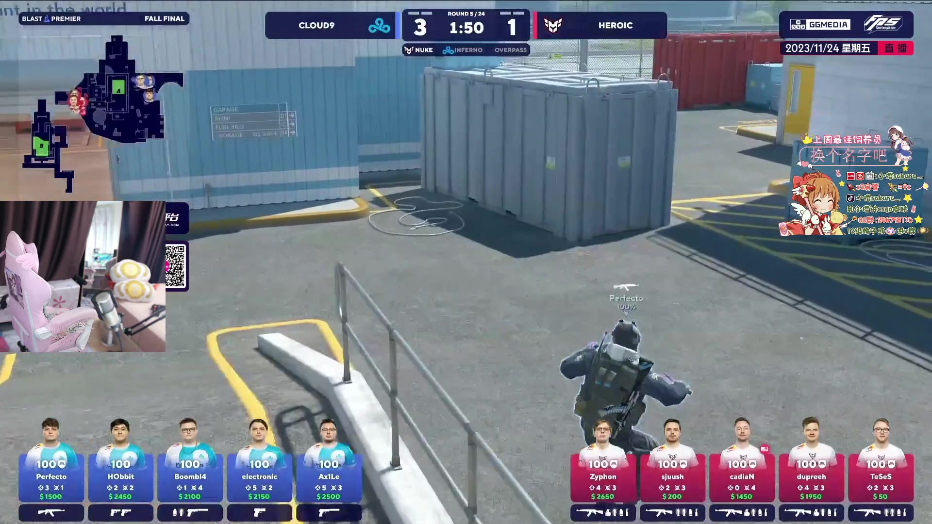 【2023-11-24 22点场】小樱sakura灬：【BLAST】C9 VS HRC