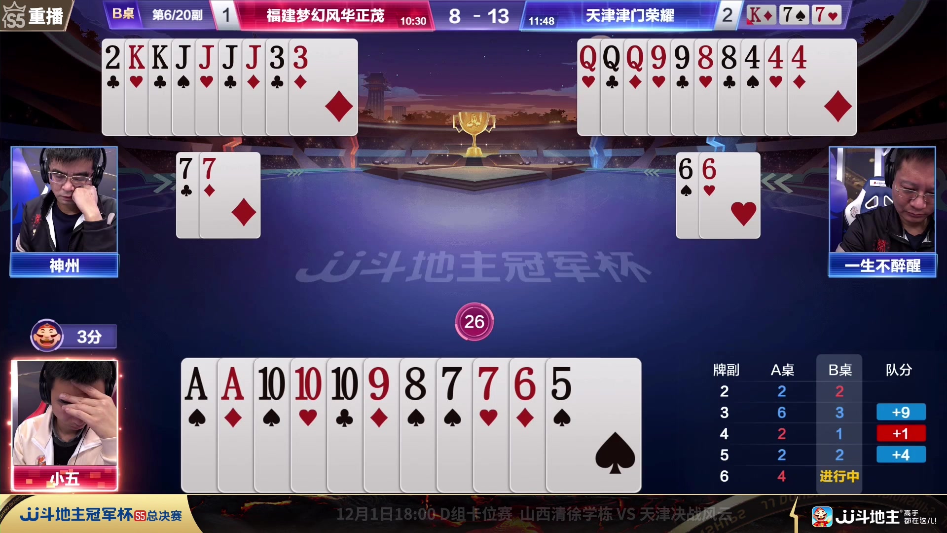 【2023-11-30 13点场】JJ斗地主官方：周四18点星火燎原VS海南四海