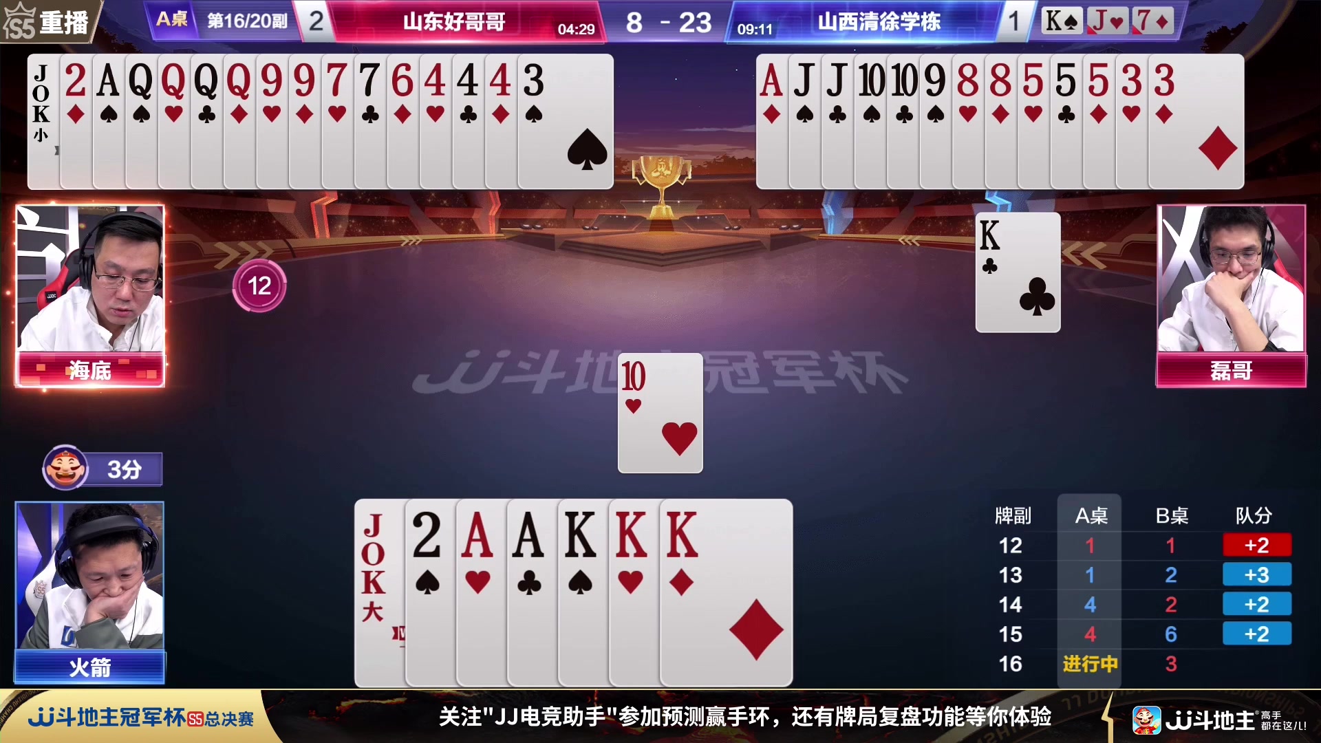 【2023-12-12 02点场】JJ斗地主官方：周二18点 海南四海VS源莱慧