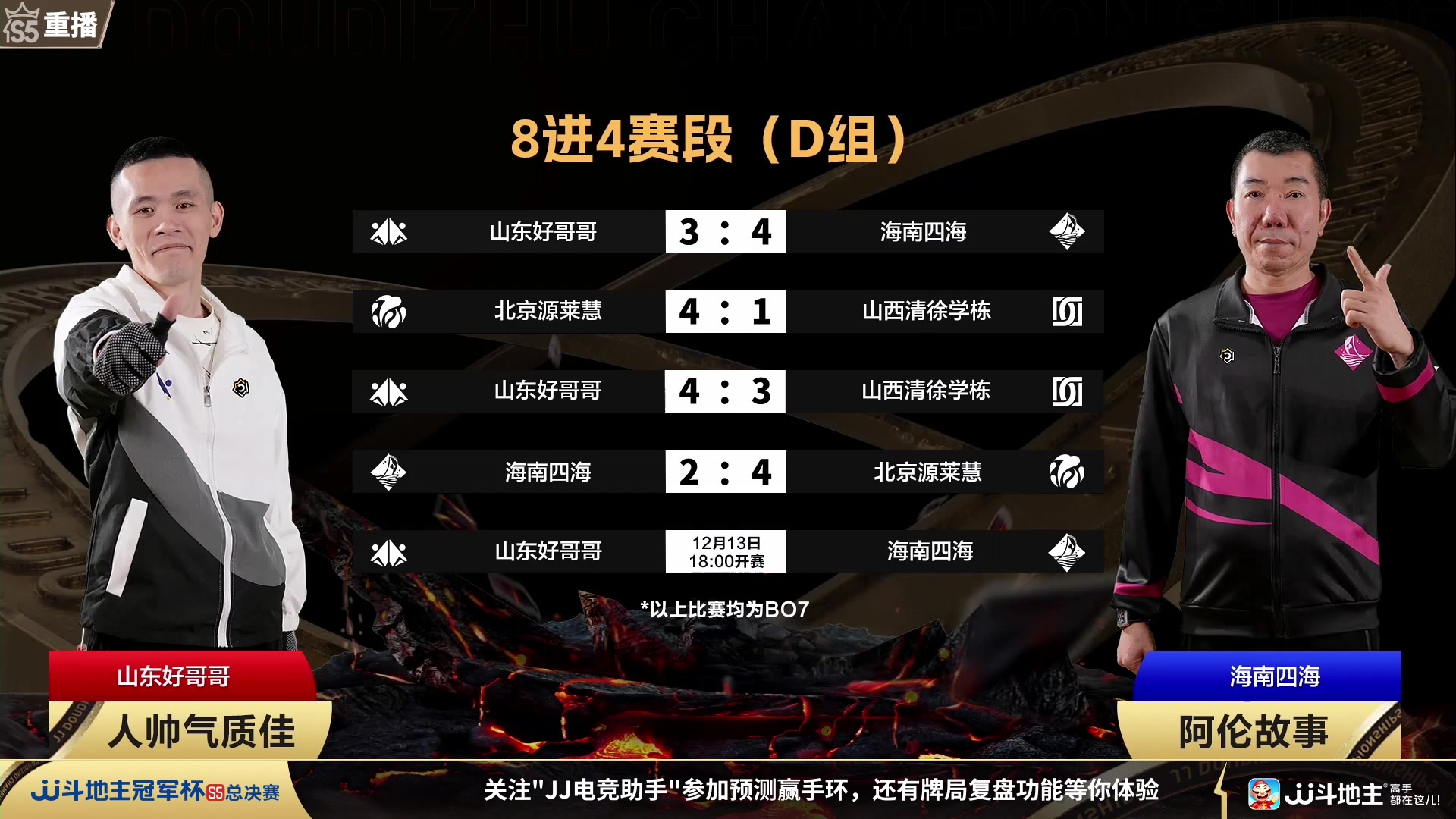 【2023-12-13 10点场】JJ斗地主官方：周三18点 好哥哥VS海南四海