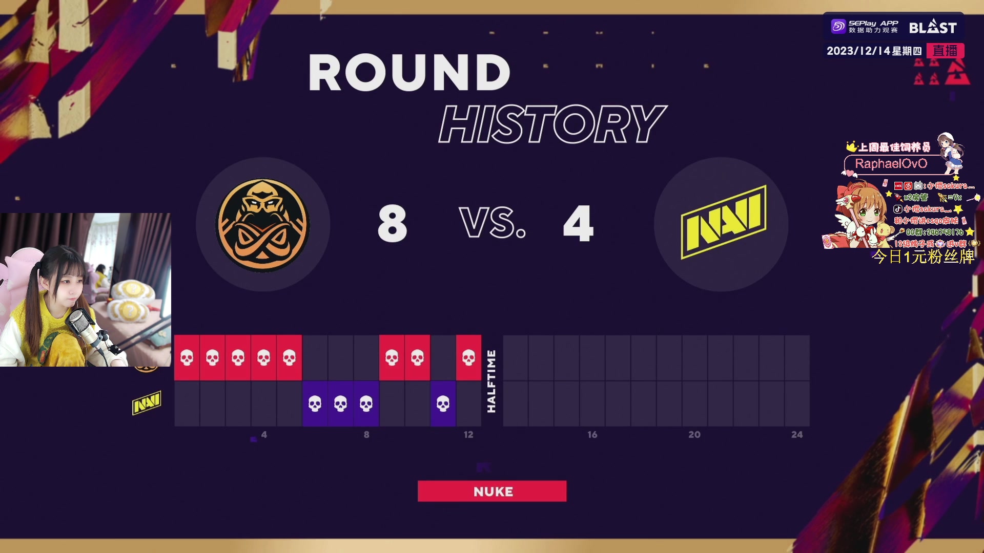 【2023-12-14 15点场】解说小樱sakura灬：BLAST总决赛蜜蜂VS C9