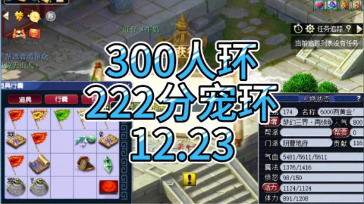 梦幻西游：300人环，222分宠环12.23