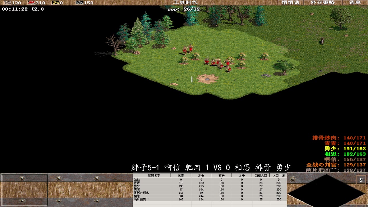 胖子5-1 啊信 肥肉 3 VS 1 相思 排骨 勇少