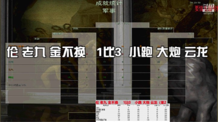 伦 老九 金不换   1比3  小跑 大炮 云龙