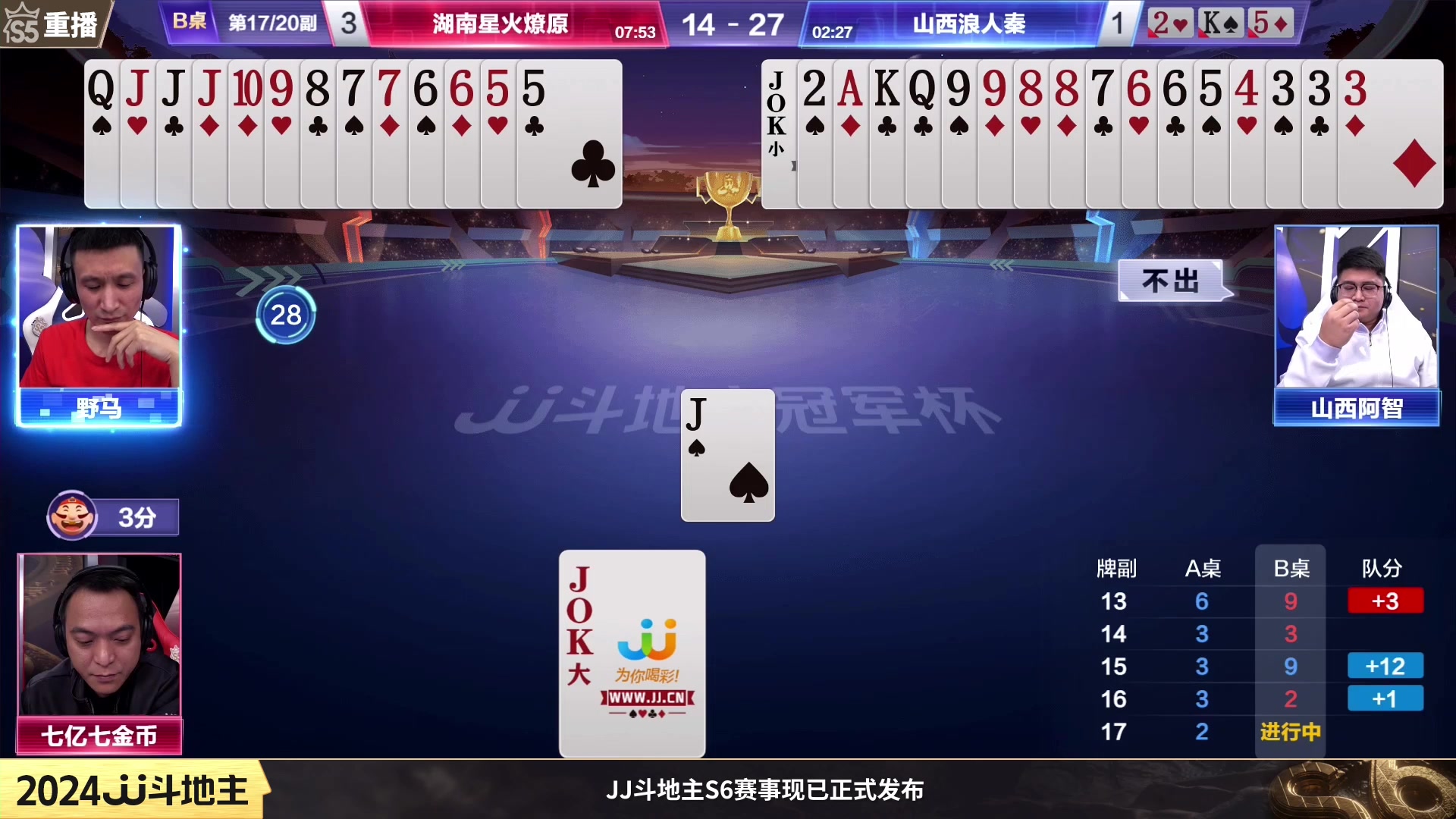 【2024-01-11 00点场】JJ斗地主官方：周四19点小狼独家VS陈峭博硕