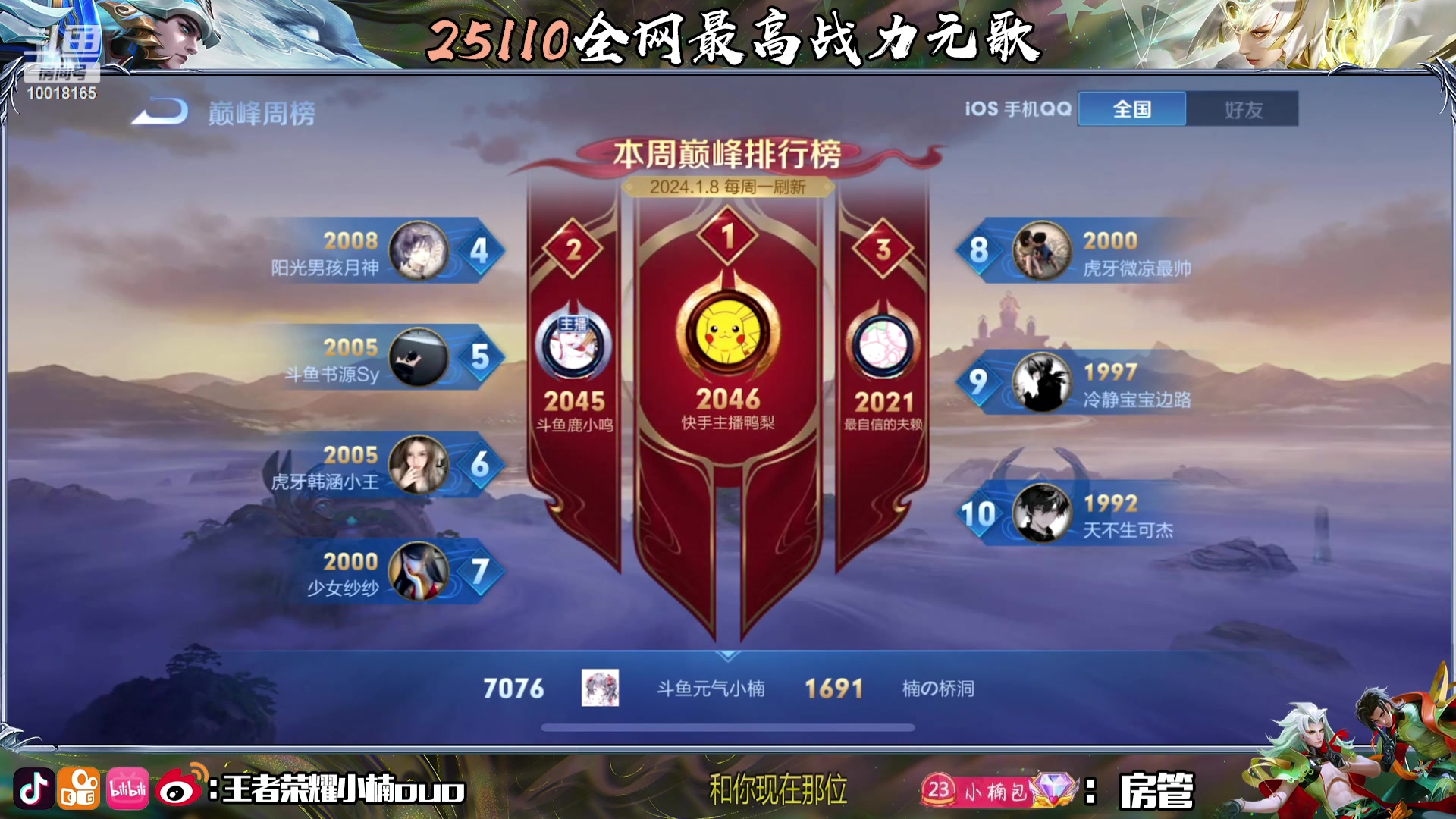 【2024-01-11 16点场】小楠ouo：新赛季冲刺巅峰第一