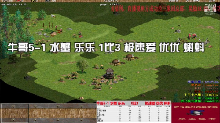 牛哥5-1 水蟹 乐乐 1比3 极速爱 优优 蝌蚪