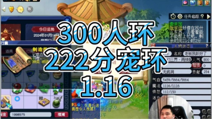 梦幻西游：300人环，222分宠环1.16