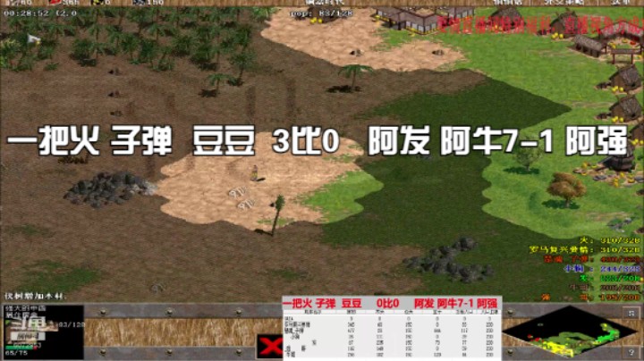 一把火 子弹  豆豆  3比0   阿发 阿牛7-1 阿强
