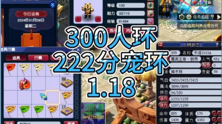 梦幻西游：300人环，222分宠环1.18