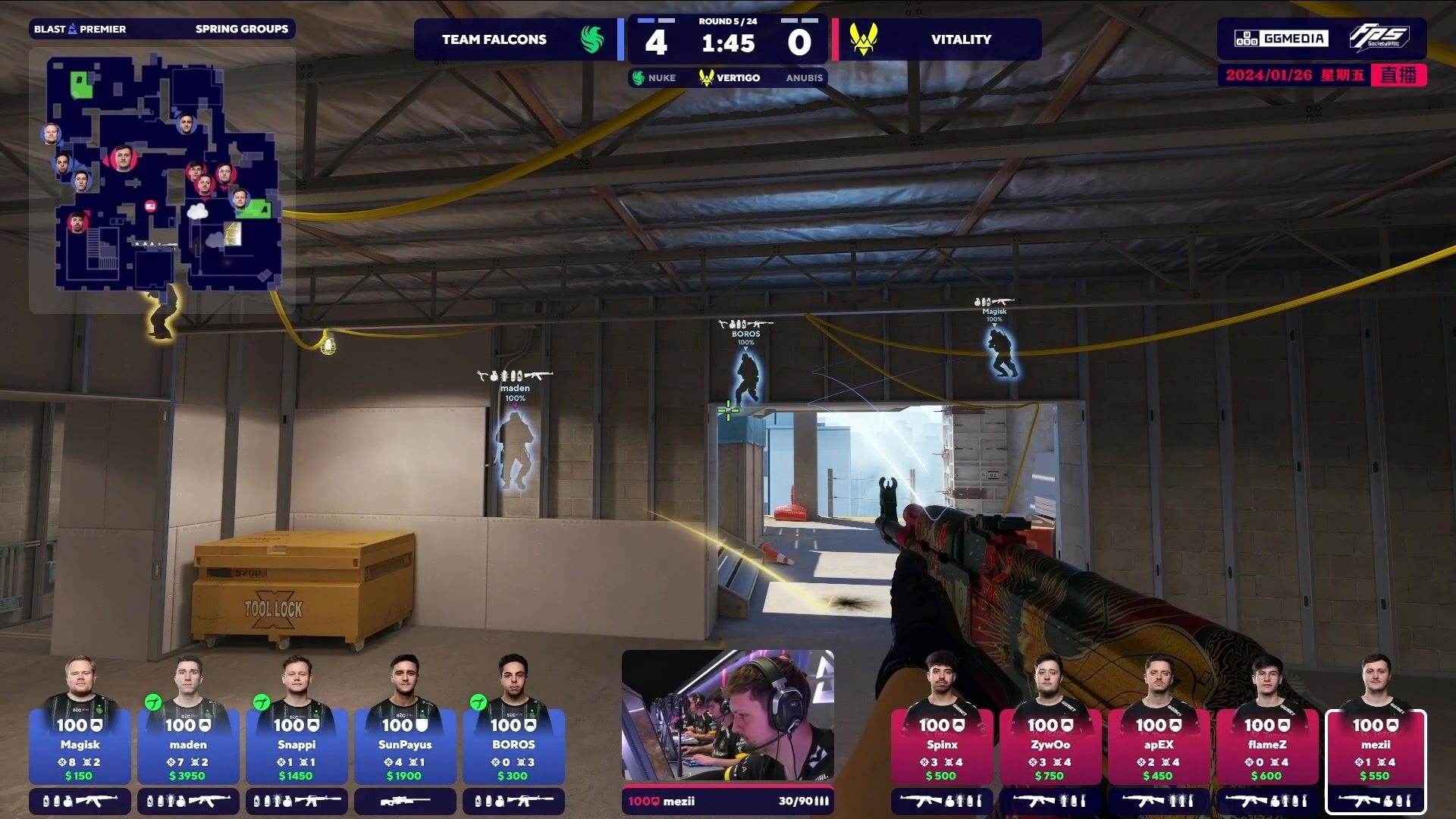 【2024-01-26 19点场】CSGO百岁三：BLAST春季小组赛 VIT-FLC