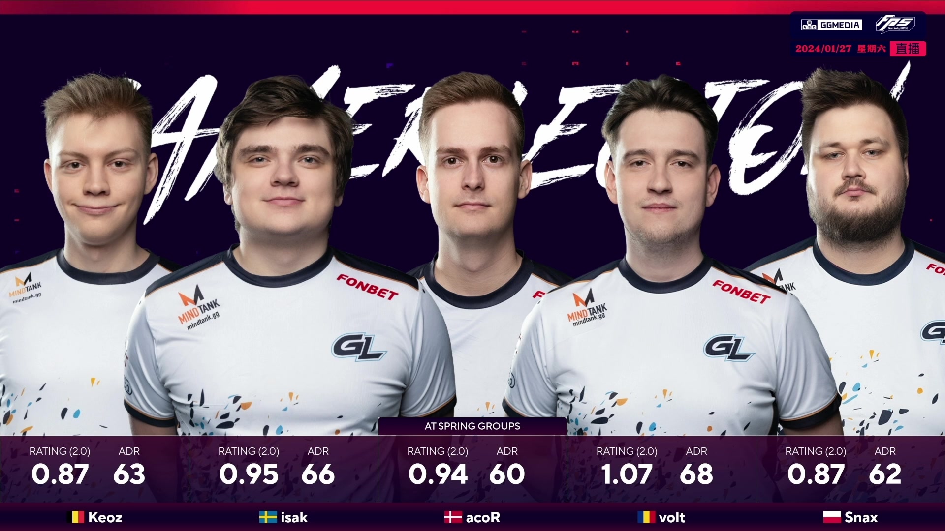 【2024-01-26 23点场】CSGO百岁三：BLAST春季小组赛 FAZE-GL