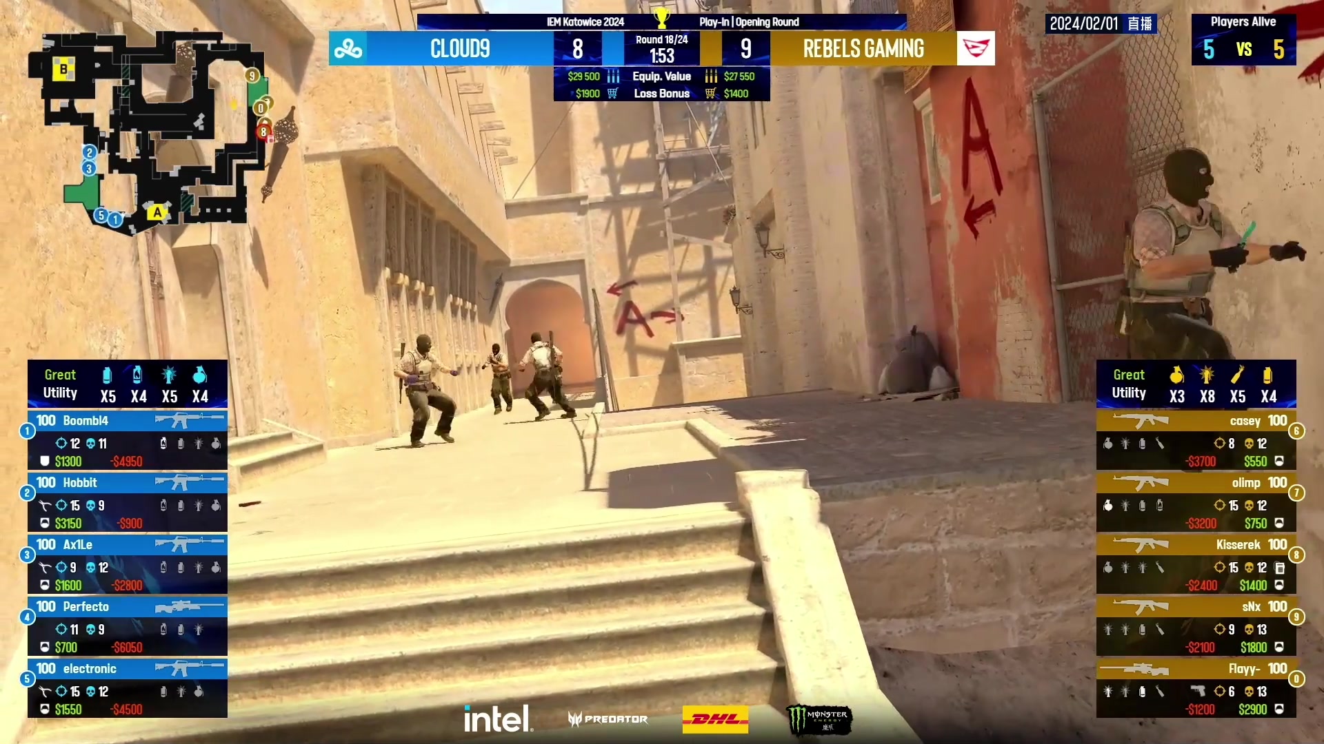 【2024-01-31 23点场】CSGO百岁三：双倍亲密！卡托入围赛C9-Rebels