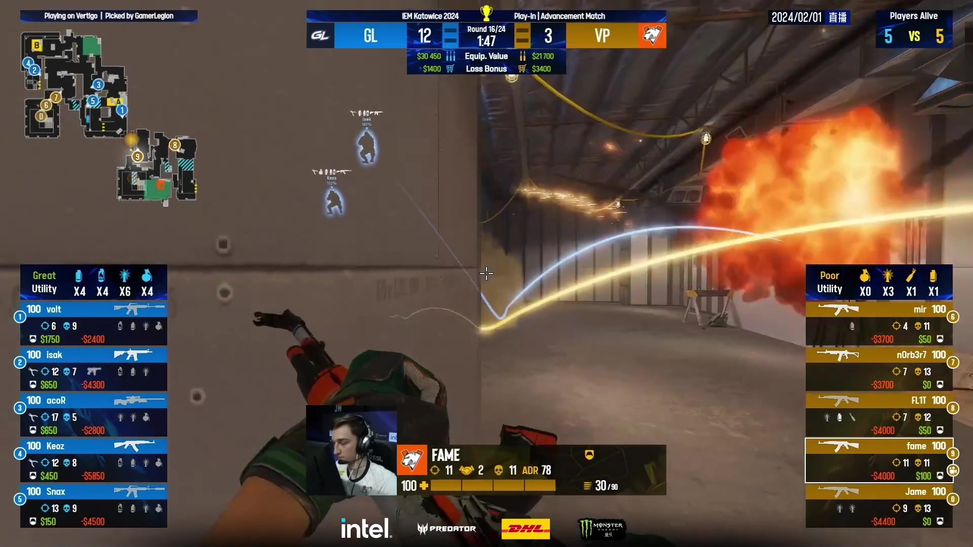 【2024-02-01 20点场】CSGO百岁三：双倍亲密！卡托入围赛 C9-BB