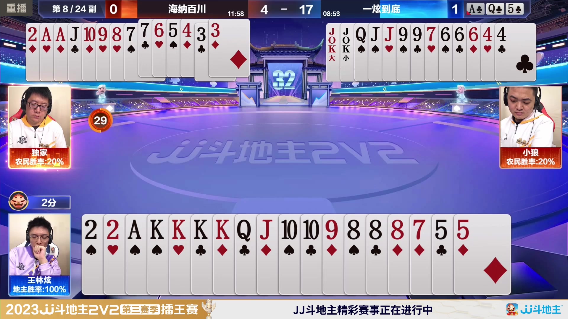 【2024-02-01 02点场】JJ斗地主官方：2V2擂王赛第三赛季直播中