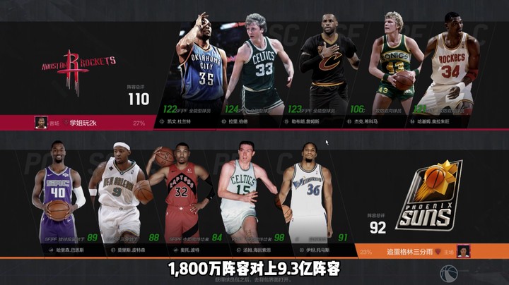 超巨晋级赛——1800万阵容大战9.3亿阵容，对手4个陈列室球员坐阵