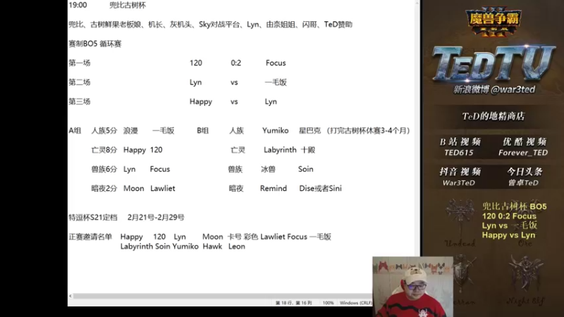 【TED出品】兜比古树杯 2 120 vs Focus 下 打成了星际争霸
