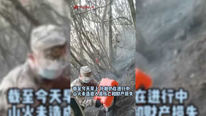 云南彝良突发山火 武警官兵紧急驰援