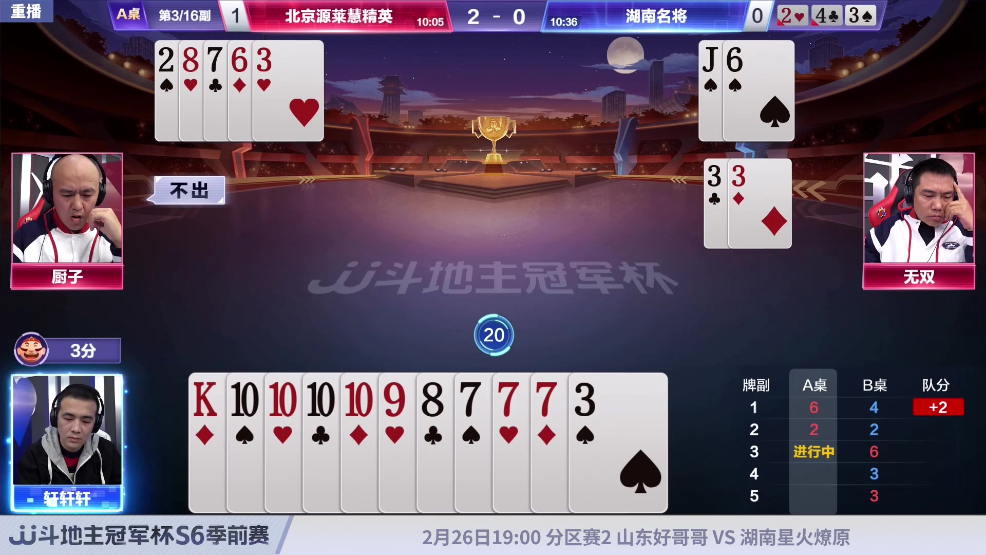 【2024-02-26 02点场】JJ斗地主官方：周一19点 好哥哥VS星火燎原