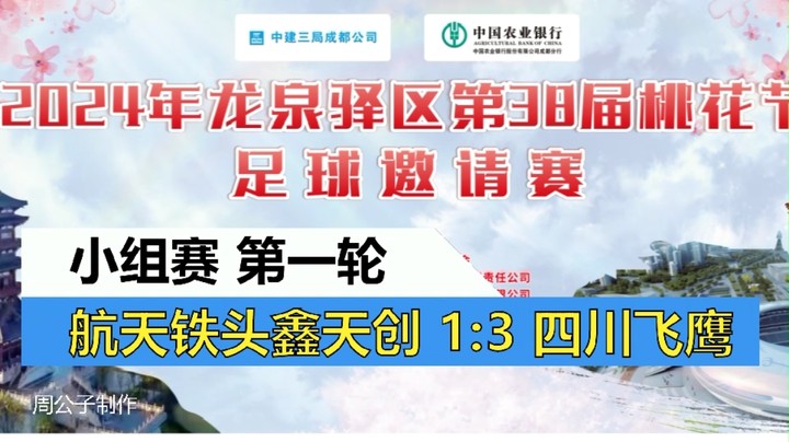 【集锦】2024年龙泉驿桃花节足球邀请撒 小组赛第一轮  航天铁头鑫天创 VS 四川飞鹰