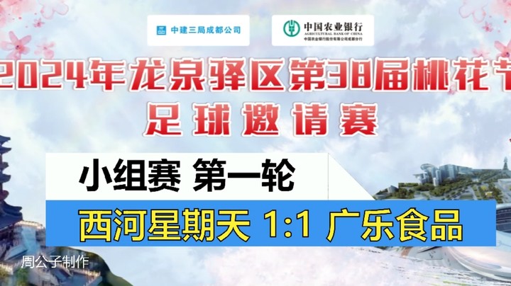 【集锦】2024年龙泉驿桃花节足球邀请撒 小组赛第一轮  西河星期天 VS 广乐食品