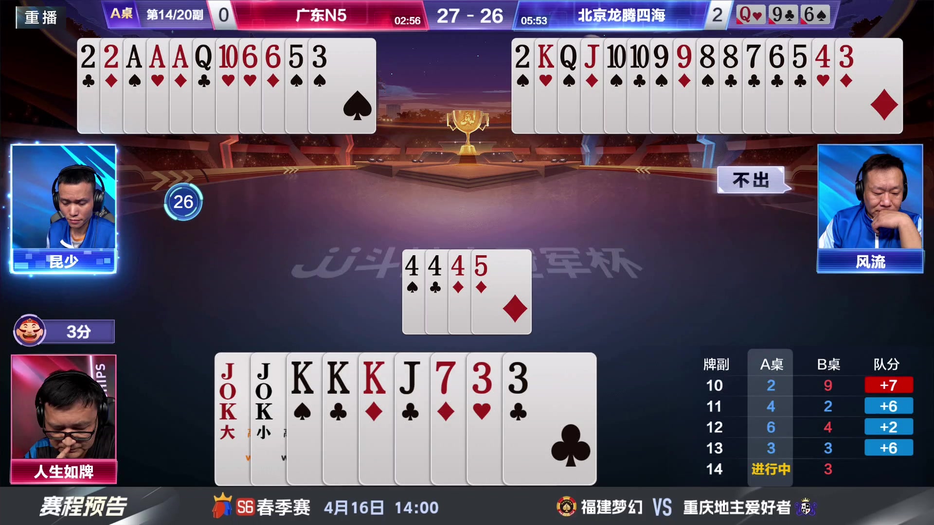 【2024-04-15 01点场】JJ斗地主官方：4.16春季赛收官战，D组登场！