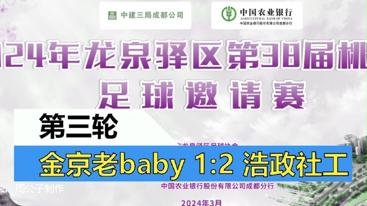 【集锦】2024年龙泉驿桃花节足球邀请赛 小组赛第三轮 金京老baby VS 浩政社工