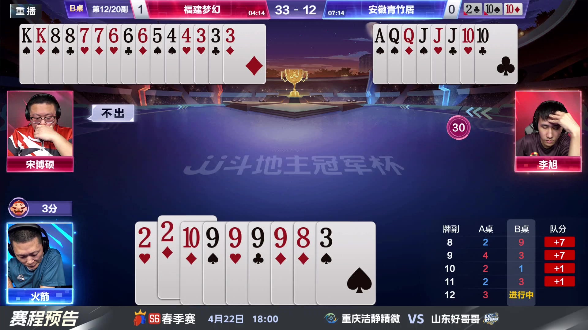 【2024-04-22 11点场】JJ斗地主官方：春季赛D组精彩继续