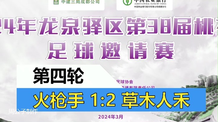 【集锦】2024年龙泉驿桃花节足球邀请赛 小组赛第四轮 火枪手 VS 草木人禾