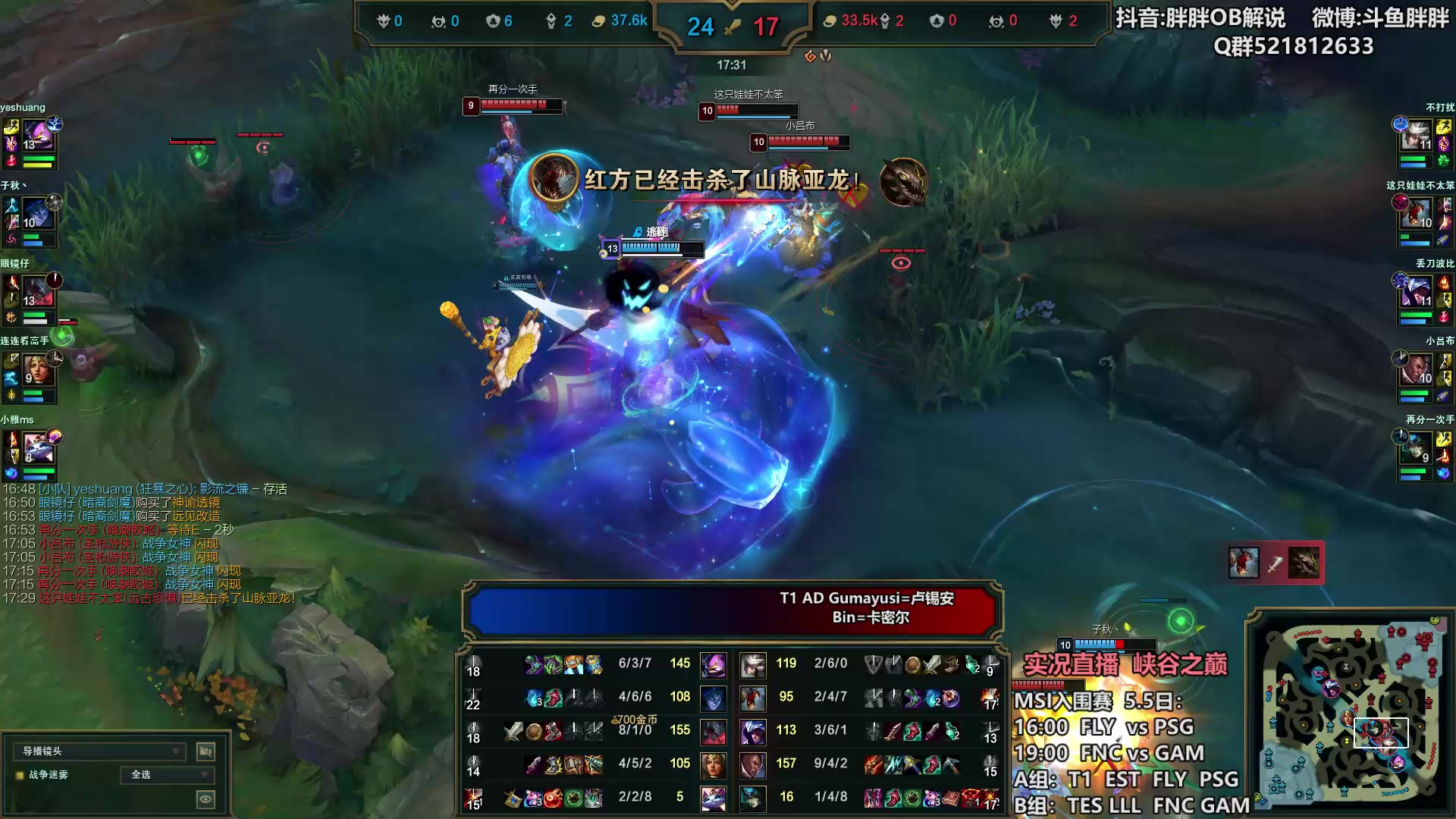 【2024-05-04 23点场】胖胖灬：胖胖OB：BLG+TES+T1峡谷之巅