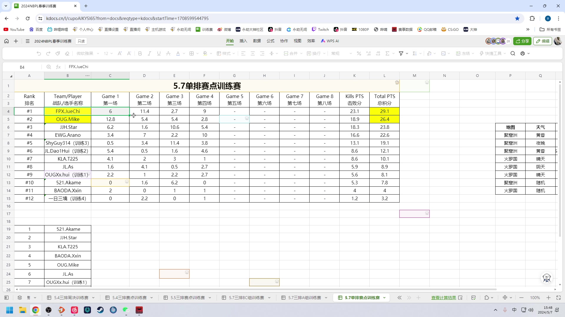 【2024-05-07 15点场】解说嘟师傅：OB新版本训练赛